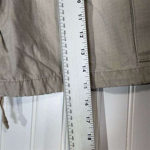 Vintage L.E.I. Utility Cargo Shorts Sz 9 Beige Khaki Y2K Drawstring Hem Pockets - Picture 4 of 7